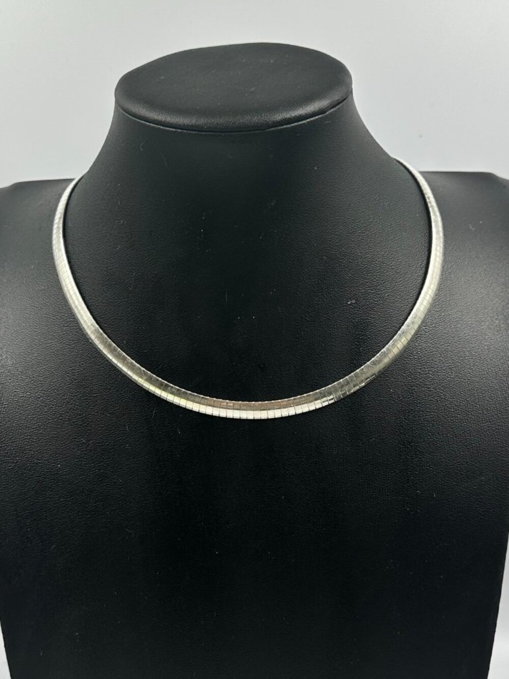 Sterling Silver Omega Chain Necklace 5MM 925 Italy Collar Choker Sleek 24 Grams